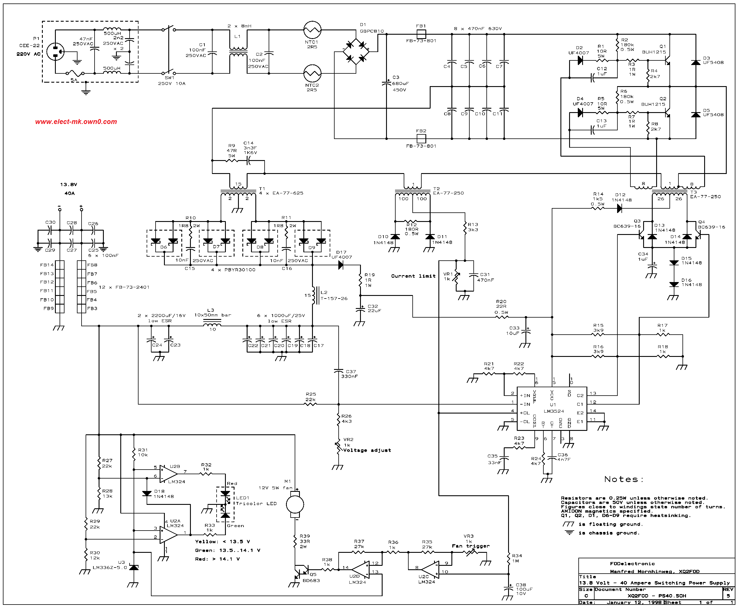 Build 40 Amp 13.8 Volt Power Supply