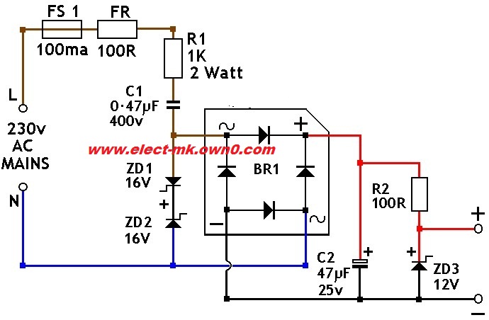 transformer less 220/110 volt to 12 volt DC